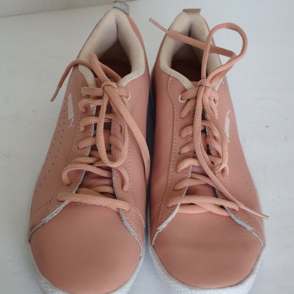 Puma Peach-Beige Leather Court (Smash Perf) Sneaker Size 8.5 - Picture 4 of 7